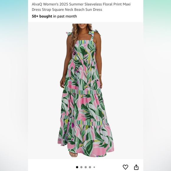 Amazon Dresses & Skirts - Amazon Tropical Leaf Print Maxi Dress size Medium